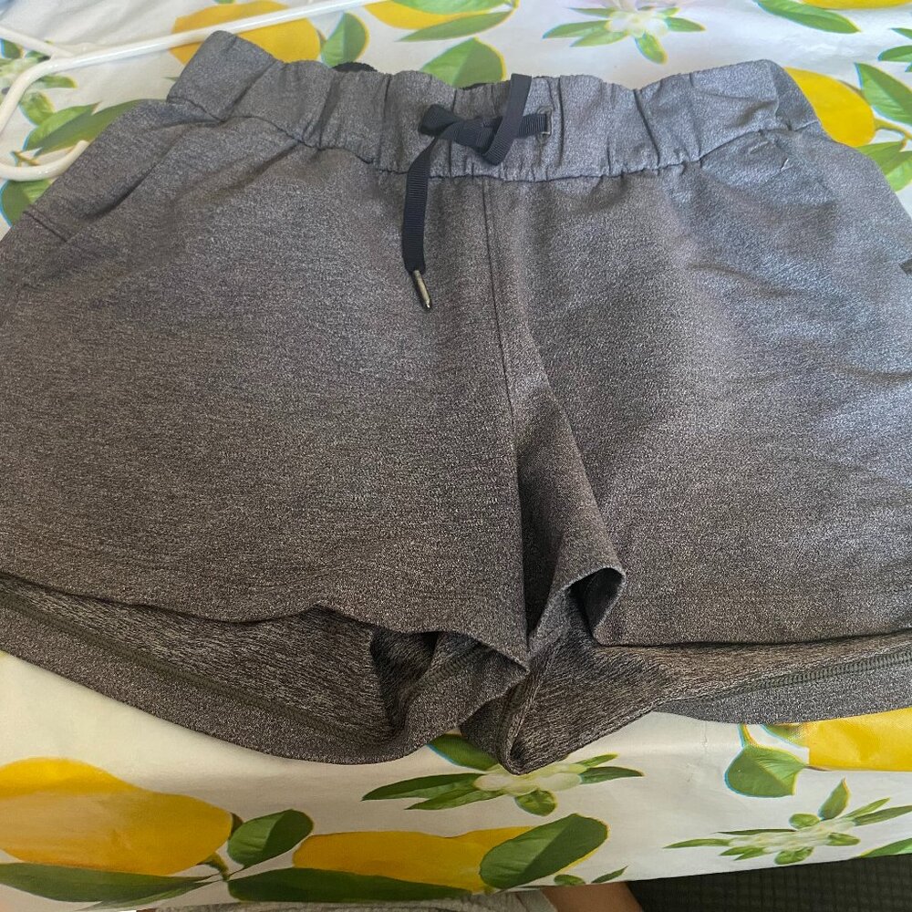 Gray Lululemon High-Rise Shorts